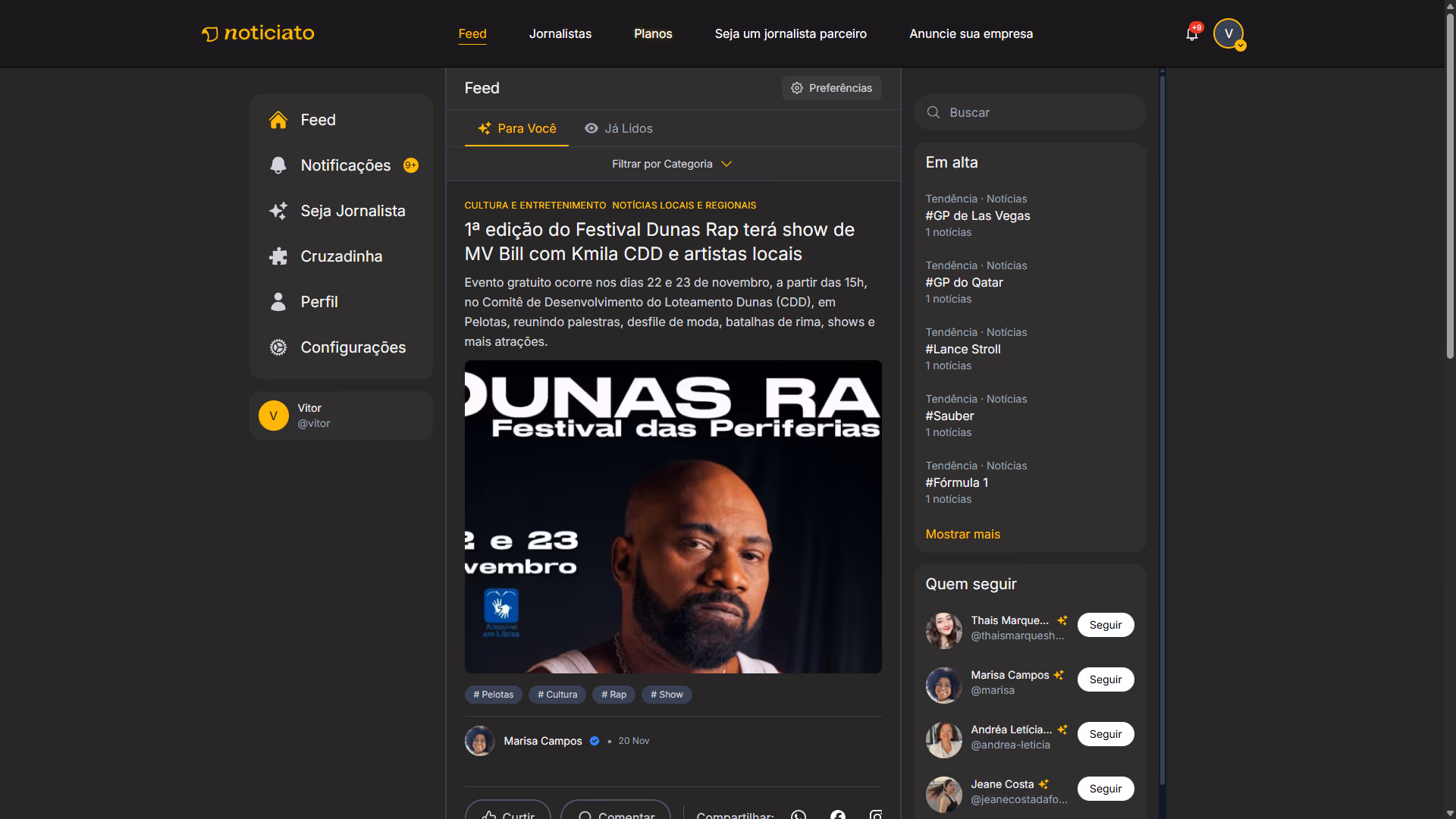 Noticiato no Desktop